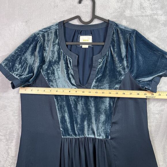 Maeve Anthropologie Velvet Dress Size Medium Green Mini Short Sleeve Tunic - Picture 5 of 14